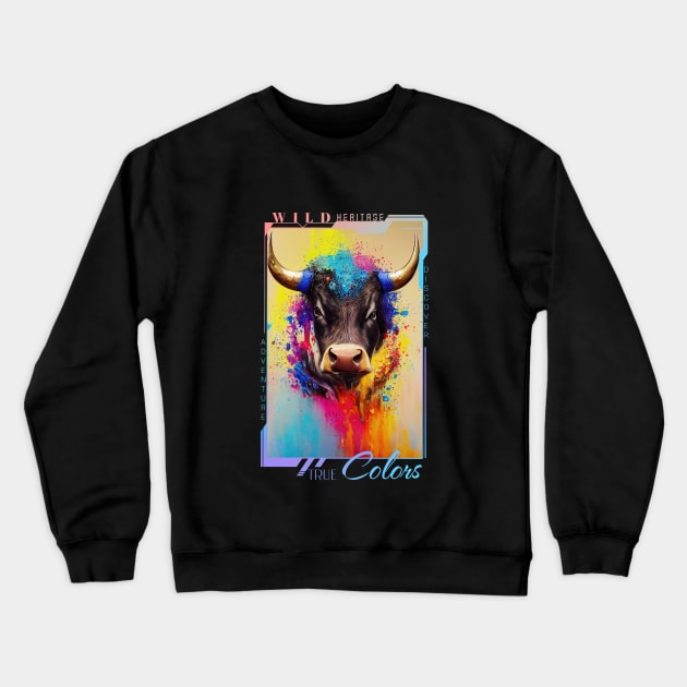 Bison  Animal Discovery Adventure Nature Planet Earth Paint Crewneck Sweatshirt by Cubebox